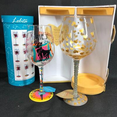 Set of 2 Lolita Collectible Wine Glasses with Boxes