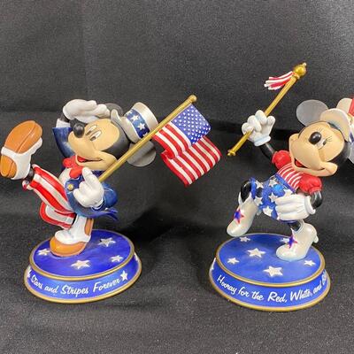 Danbury Mint Disney Mickey Mouse & Minnie Mouse Patriotic 4th of July Figurines