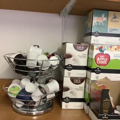 205. Keurig, K-Cups & 2 Tier Basket