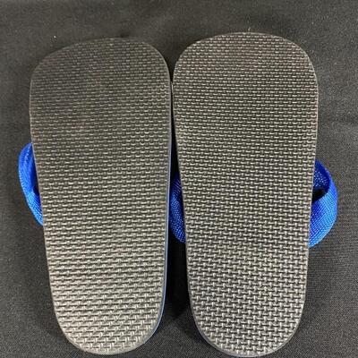 Retro Black & Blue Flat Foot Flip Flops