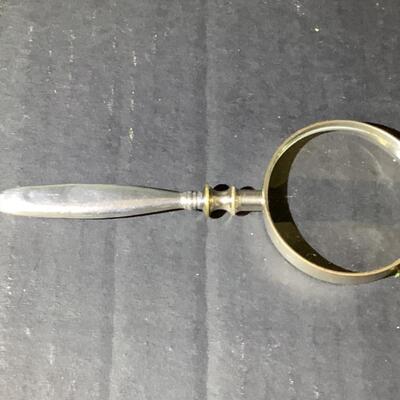 B628 Mahogany Box Sterling Silver Magnifying Glass Pencil Holder and Bookmark 