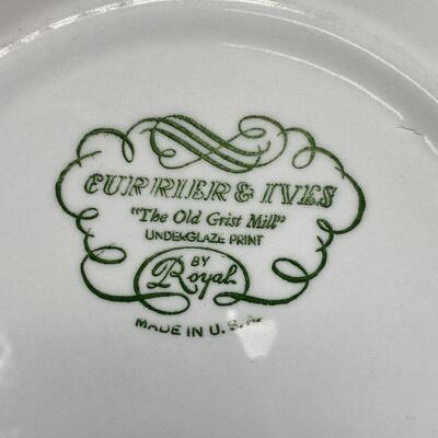 Currier & Ives The Old Grist Mill Transferware Dish Set