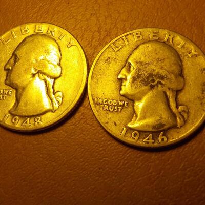 2- 1944 and 1943 Silver War time Quarters..