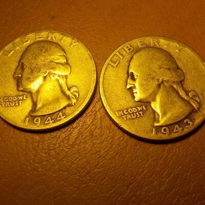 2- 1944 and 1943 Silver War time Quarters..