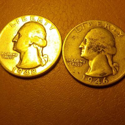 2- 1944 and 1943 Silver War time Quarters..