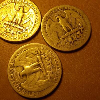 3- 1940, 48, 45, silver quarters.