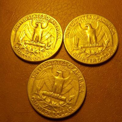 3- 1952, 54, 58, silver quarters.