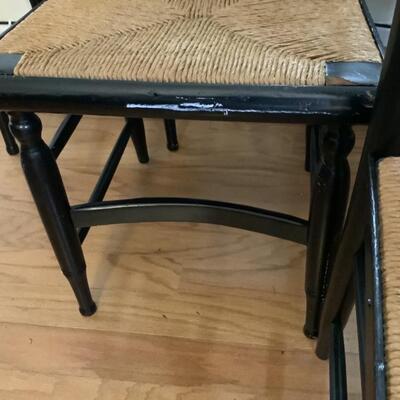 B533 Set of 6 Black Hitchcock Chairs with Rush Seats