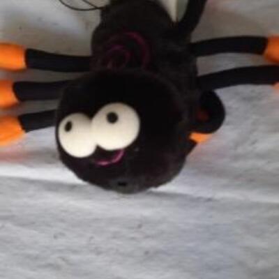 Lot 454  Halloween Decor: Hanging Sign, Spider, Porcelain Pumpkin, 2 Light-up, Headbands