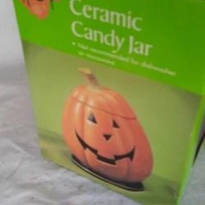 Lot 454  Halloween Decor: Hanging Sign, Spider, Porcelain Pumpkin, 2 Light-up, Headbands