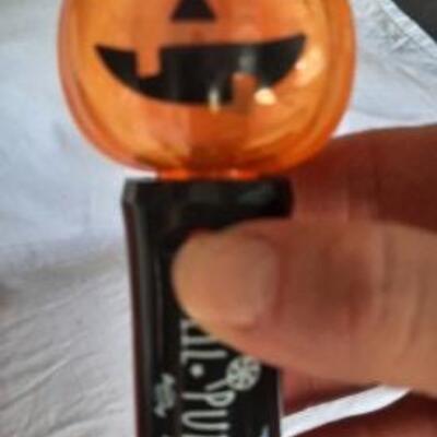 Lot 454  Halloween Decor: Hanging Sign, Spider, Porcelain Pumpkin, 2 Light-up, Headbands