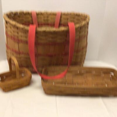 B519 Longaberger Basket lot and Signed Handmade Basket 