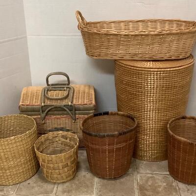 C638 Six Baskets and One Woven Waste Basket with Lid