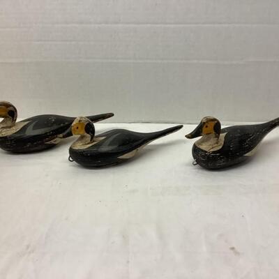 226. Three Hand Carved Wooden Ducks 