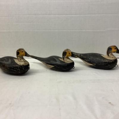 226. Three Hand Carved Wooden Ducks 