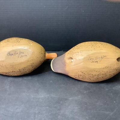 236 Pair of Signed Wood Carved Duck Decoys 