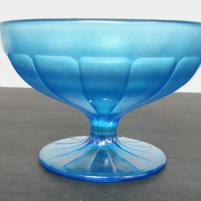 Vintage Blue Stretch Glass Small Compote 