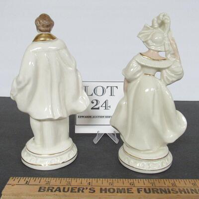 Vintage Tall Pair Man and Lady Figurines Unsigned 