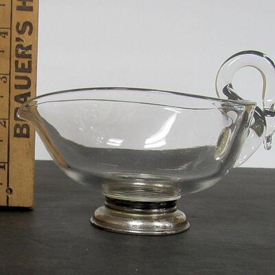 Vintage Glass Swan Candy Dish With Sterling Foot