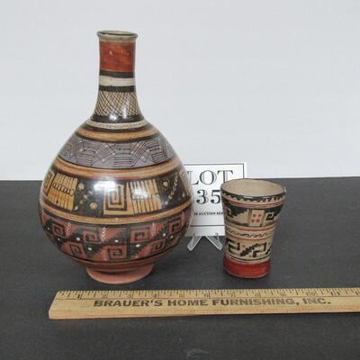Vintage Timoteo Solis Wine or Water Carafe With Tumbler Tumble Up Set El Salvadore #2 Unsigned