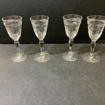 253. Set of Four Crystal Sherry Glasses 