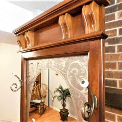 Solid Wood Hall Tree with Mirror- 23 1/2