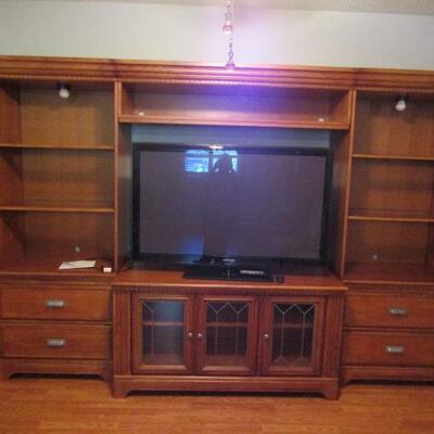 Solid Wood Entertainment Center (Contents Not Included)