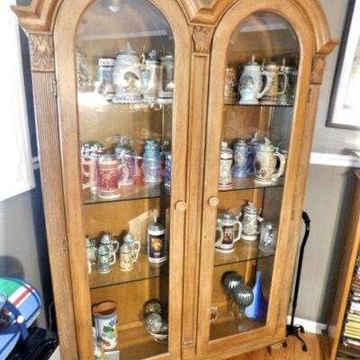 Double Door Lighted Display Cabinet- Wood and Glass (Contents Not Included) - 52