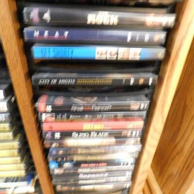 Double Sided Wooden Storage Cabinet with DVDs- 21 1/2