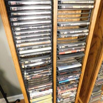 Double Sided Wooden Storage Cabinet with DVDs- 21 1/2