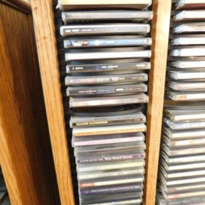 Double Sided Wooden Storage Cabinet with CDs-