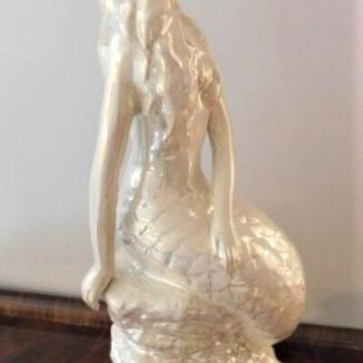 Glazed Ceramic Mermaid Statue- 19