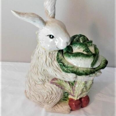 Rabbit with Cabbage Cookie Jar- 12