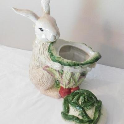 Rabbit with Cabbage Cookie Jar- 12