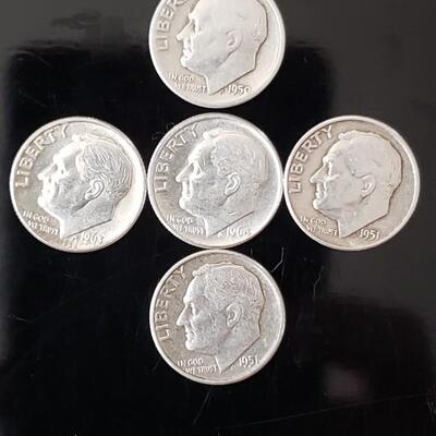 5 silver rosevelt dimes 