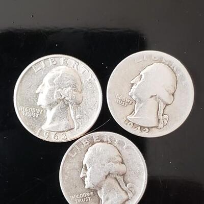 3 silver Quaters 