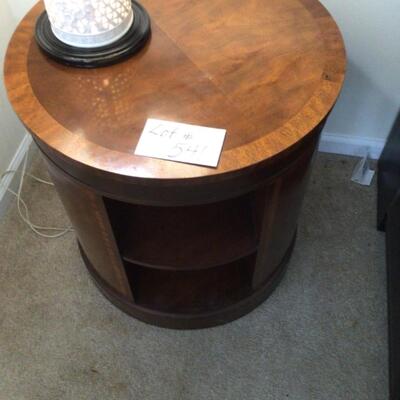 E541 Baker Mahogany Round Drum End Table
