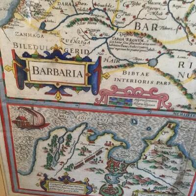 A597 Antique Hand Colored Map of Barbaria