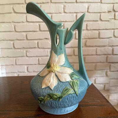 LOT 32 - 17-10, Clematis, Ewer/Pitcher, RARE Roseville Pottery