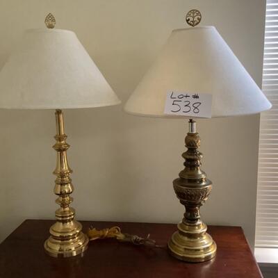C538 Two Brass Table Lamps 