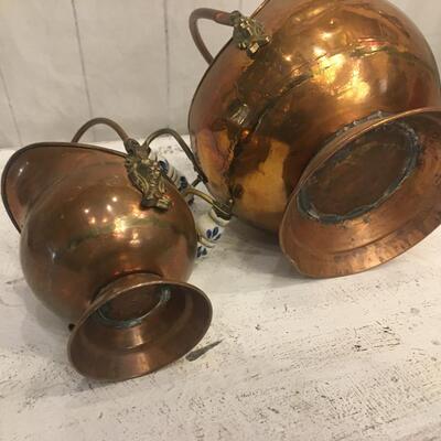 Porcelain Copper Pots. Large /med