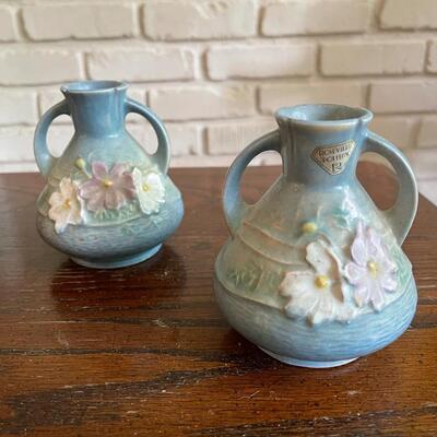 LOT 35 - 944-4, Cosmos Handled Vases, Roseville Pottery, Set of 2 