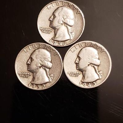 3 silver washington quaters 