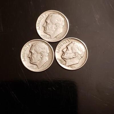 3 silver rosevelt dimes 