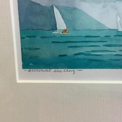 301  Artisan Signed Watercolor - â€œ Survival Sailing â€œ 