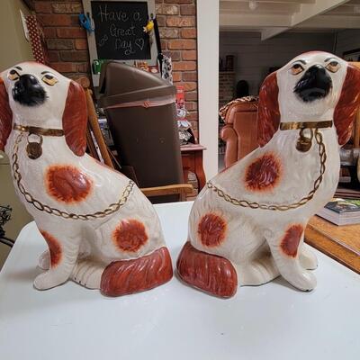 Vintage Porcelain Staffordshire Dogs 9â€h