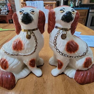 Vintage Porcelain Staffordshire Dogs 9â€h