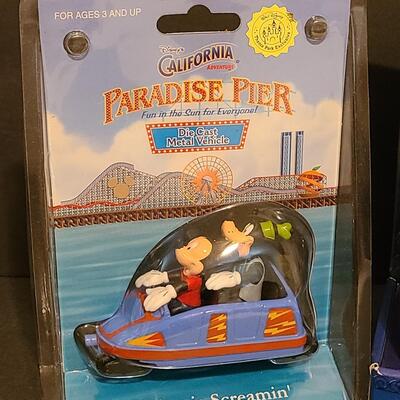Lot 14: Disney Paradise Pier & Attractions Collection Die Casts: Fire Truck & California Screamin Coaster Car