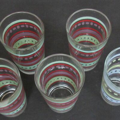 Set of 4 and 1 Extra Colorful Decorated Glass Tumblers