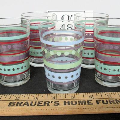 Set of 4 and 1 Extra Colorful Decorated Glass Tumblers